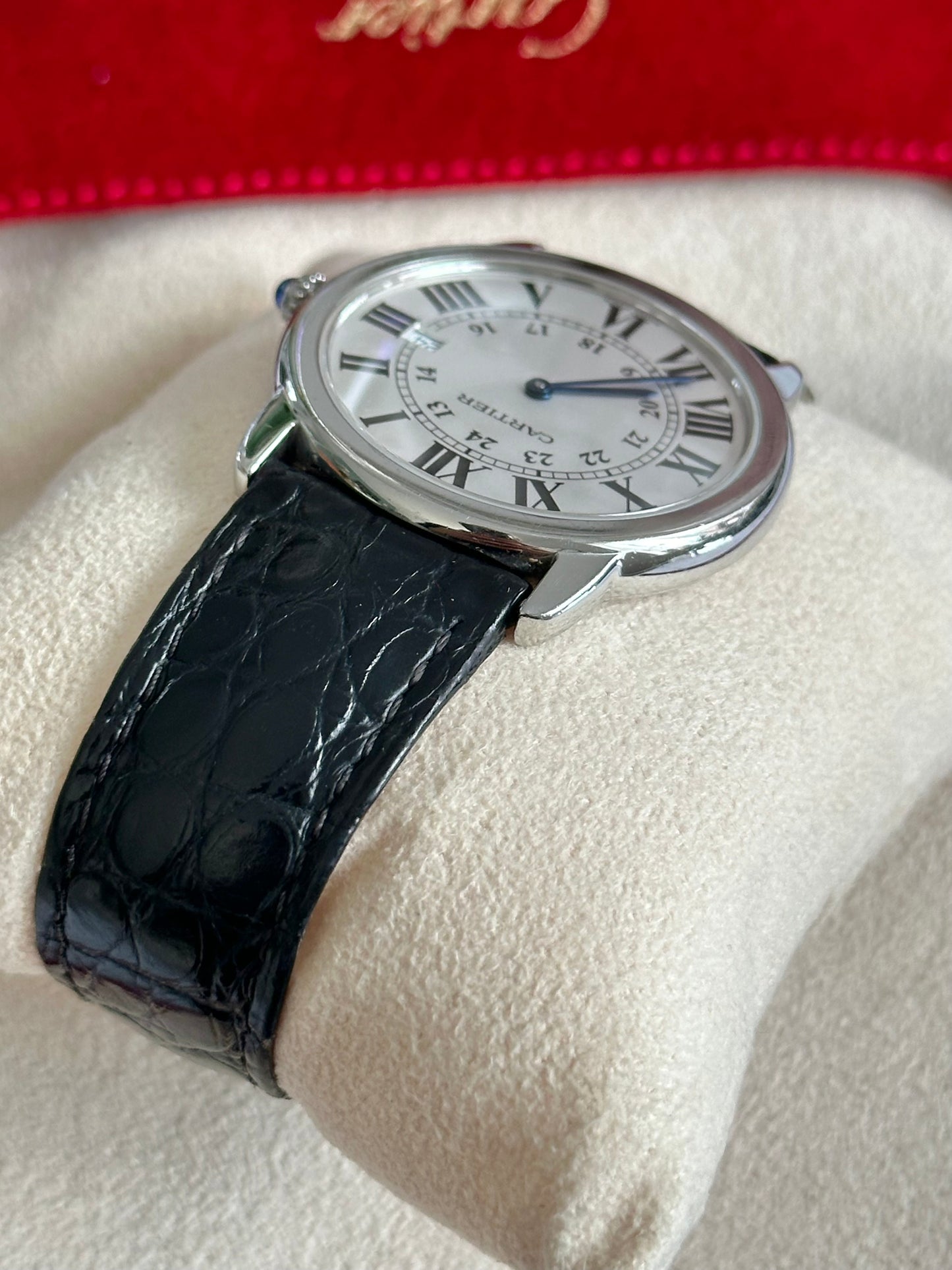 Cartier Ronde Solo 36mm Stainless Steel & Black Leather Watch: Ref 2934.