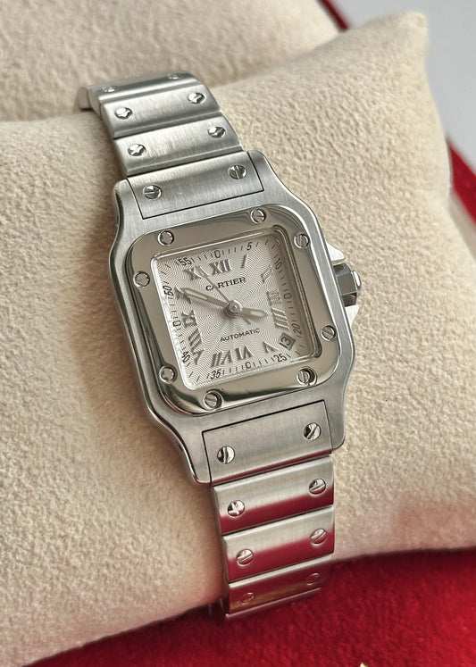 Cartier Santos Galbee 24mm Automatic Watch Guilloche Dial, 2423.