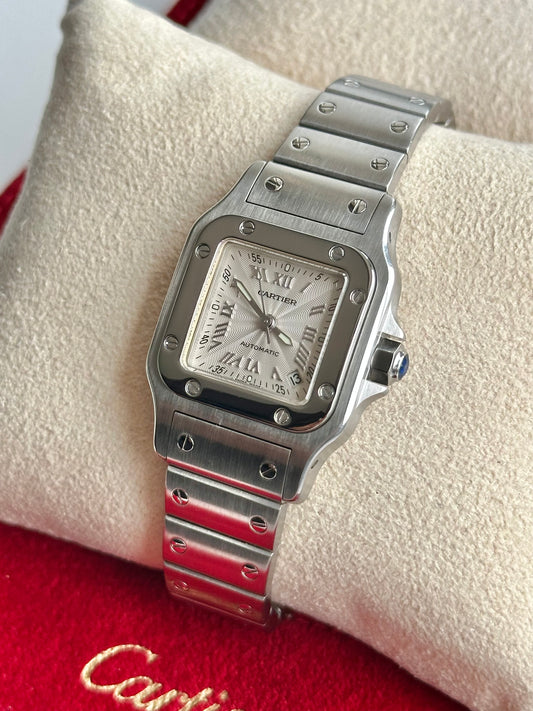 Cartier Santos Galbee 24mm Automatic Watch Guilloche Dial, 2423.